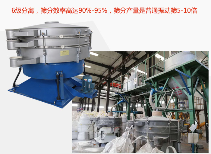 搖擺篩采用6級分離，篩分效率高達(dá)90%-95%，篩分產(chǎn)量是普通振動(dòng)篩5-10倍