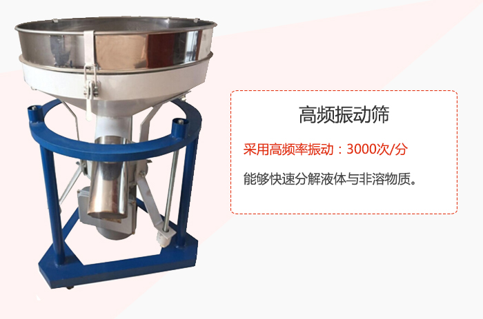高頻振動篩采用高頻率振動：3000次/分 ，能夠快速分解液體與非溶物質(zhì)。