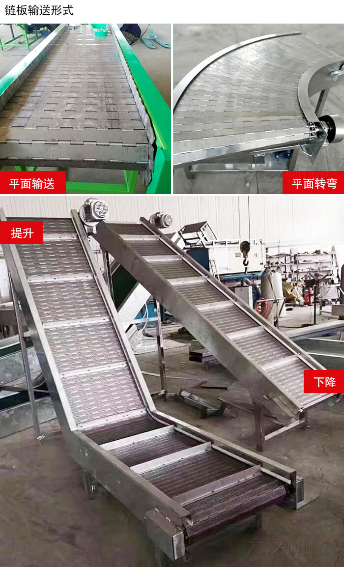 鏈板輸送機平面輸送，平面拐彎，提升等運行現(xiàn)場圖片